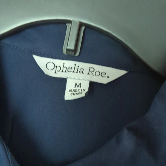 NWT Ophelia Roe Navy Collared Ruffle Dress Size M - Picture 4 of 8